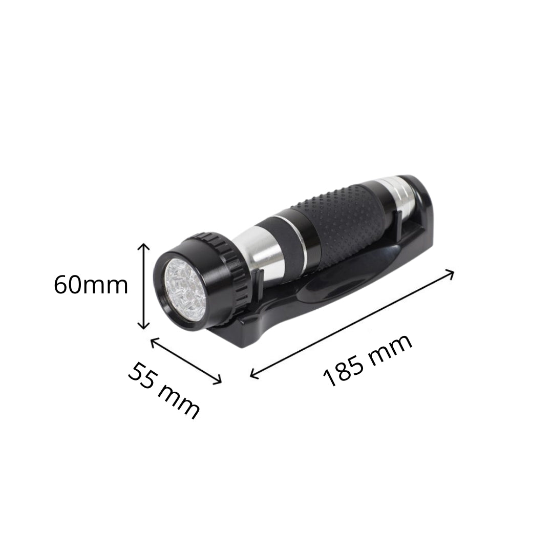 Dolphy Automatic LED Anti-Theft Wall Mounted Emergency Torch – Aluminium Alloy, Battery Operated, Black – Ideal for Hotels, Offices & Homes