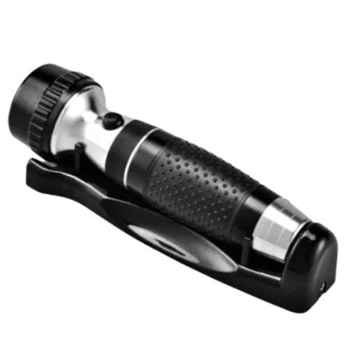 Dolphy Automatic LED Anti-Theft Wall Mounted Emergency Torch – Aluminium Alloy, Battery Operated, Black – Ideal for Hotels, Offices & Homes