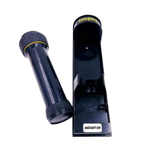 Dolphy Wall Mounted Emergency Torch – Auto LED Light, Anti-Theft Plastic Alloy Design – Black