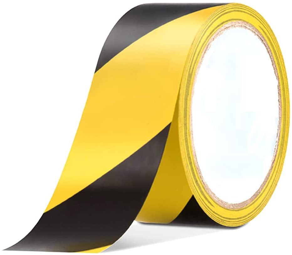 Dolphy Floor Marking Tape Zebra Lines (Pack of 5) – High Visibility Black & Yellow Safety Tape, Strong Self-Adhesive, Durable, Weather-Resistant for Warehouse, Workshop, Stairway Hazard Marking