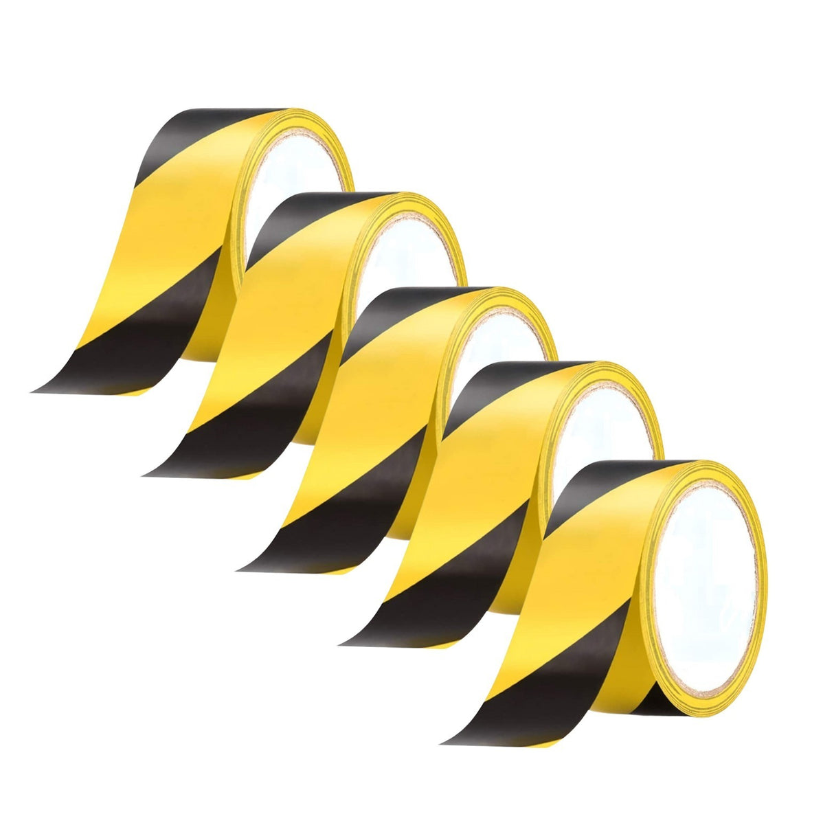 Dolphy Floor Marking Tape Zebra Lines (Pack of 5) – High Visibility Black & Yellow Safety Tape, Strong Self-Adhesive, Durable, Weather-Resistant for Warehouse, Workshop, Stairway Hazard Marking