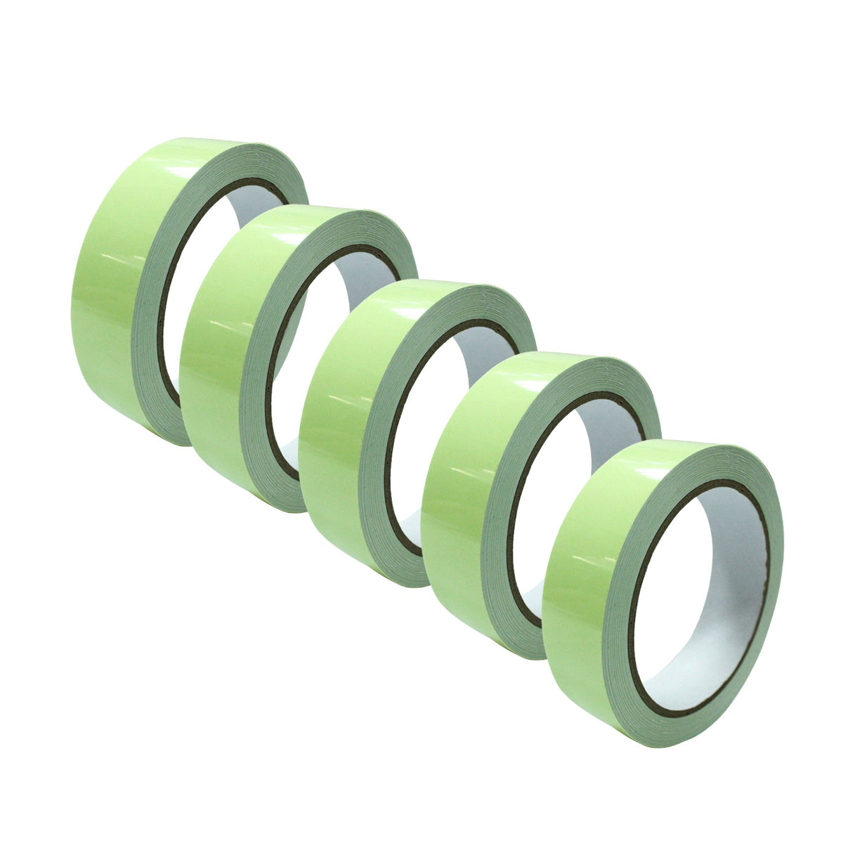 Dolphy Glow in the Dark Floor Marking Tape (Pack of 5) – 2 Inch x 16.4 Ft Waterproof Vinyl Safety Tape, High Visibility Glow Tape for Indoor & Outdoor Hazard, Pathway & Emergency Marking