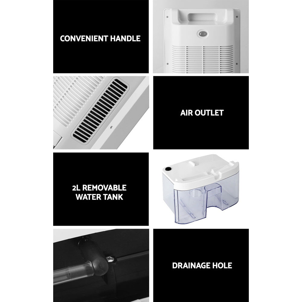 Devanti 2L dehumidifier and air purifier, white