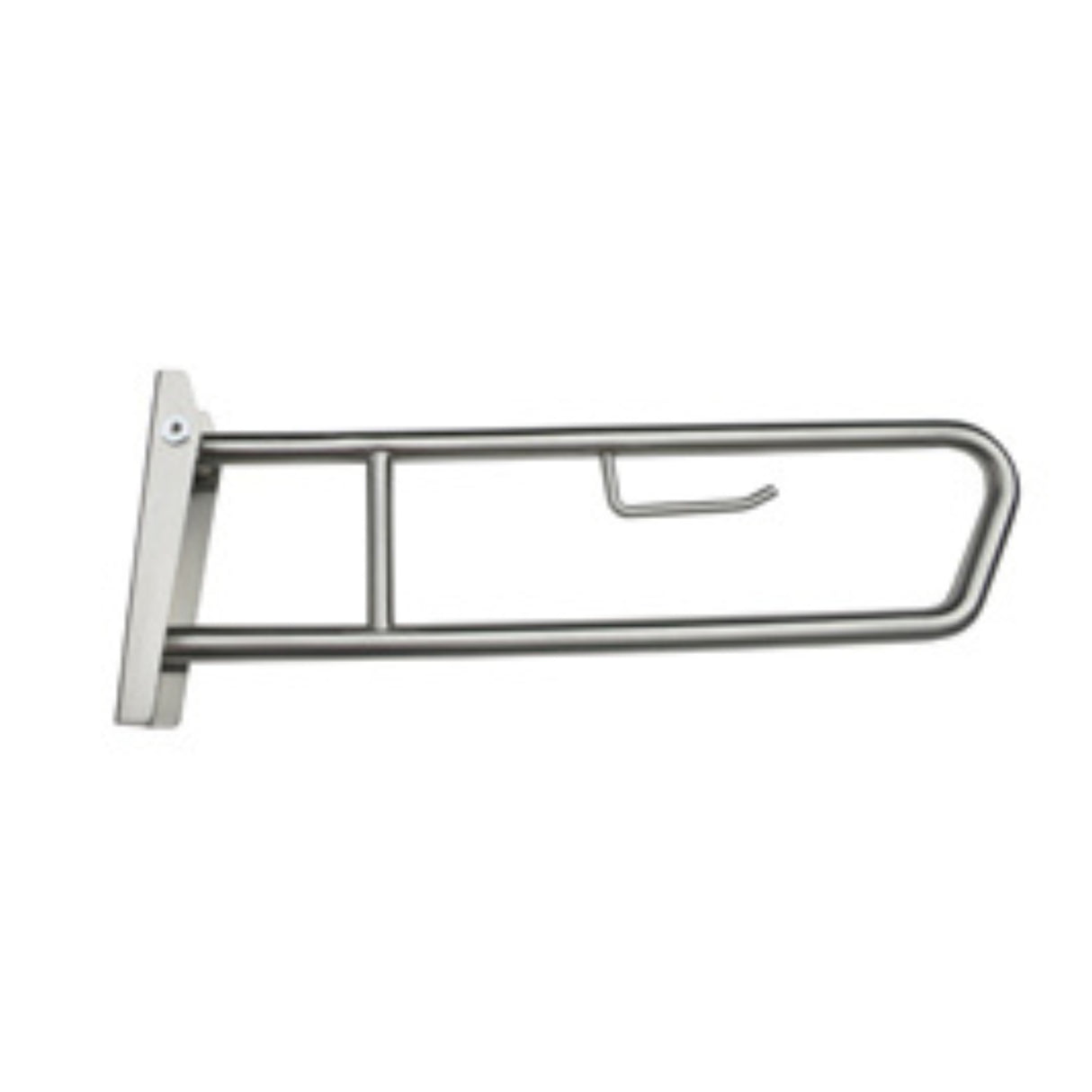 Dolphy 850x315mm Pull Down Grab Rail with Toilet Roll Holder – Stainless Steel Safety Support Bar – Silver