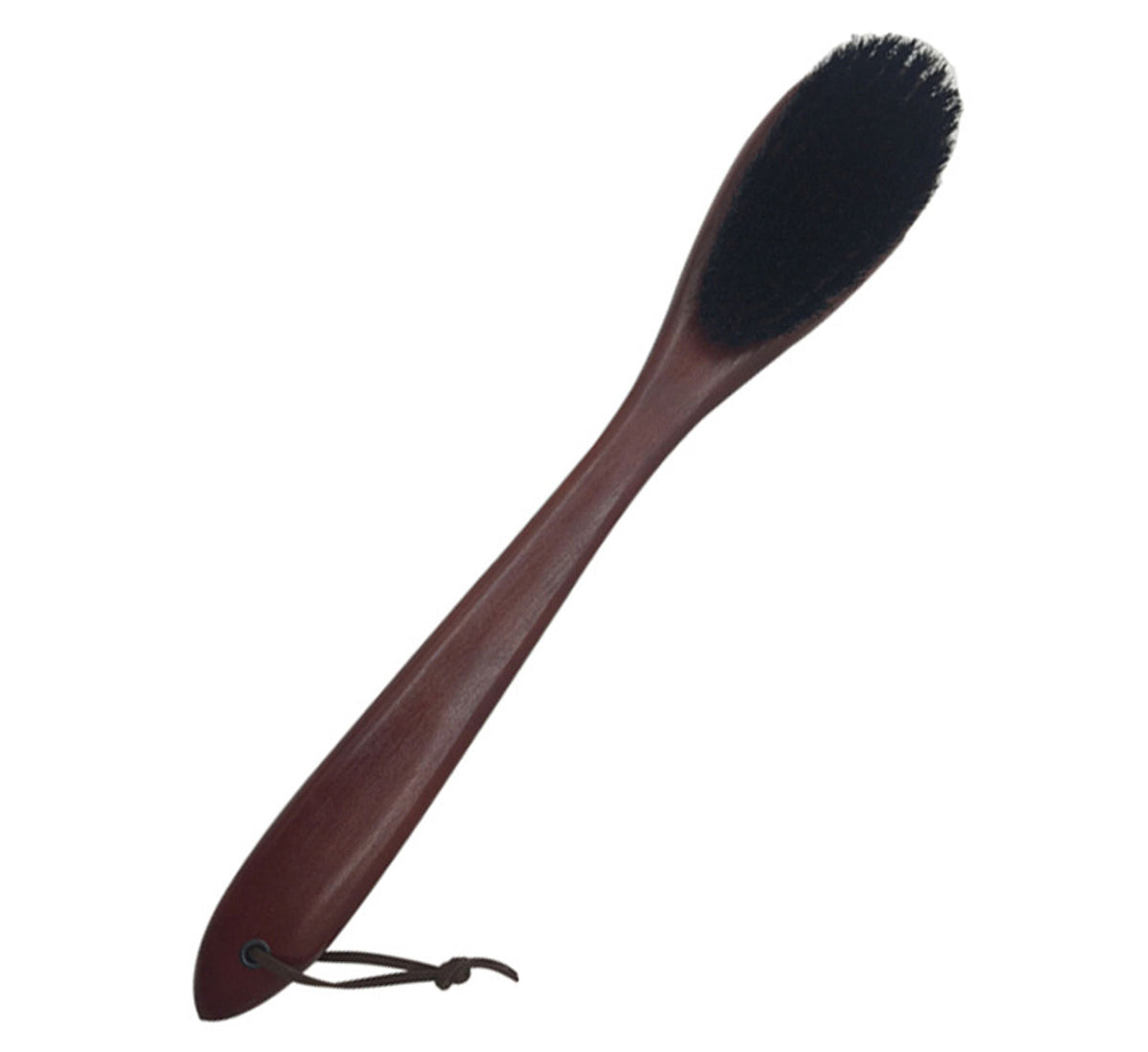 Cherry Wood Shoe Brush with Polished Horn & Leather Thong – Premium Shoe Cleaning Brush for Leather Footwear & Travel Use