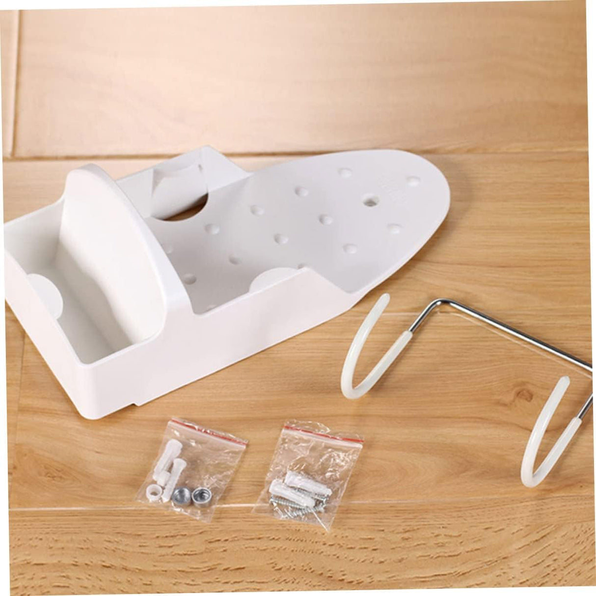 Dolphy Heat-Resistant PBT Wall Mounted Iron and Board Holder – 31.5x13.5x10.5 cm, White – Space-Saving Laundry Organiser