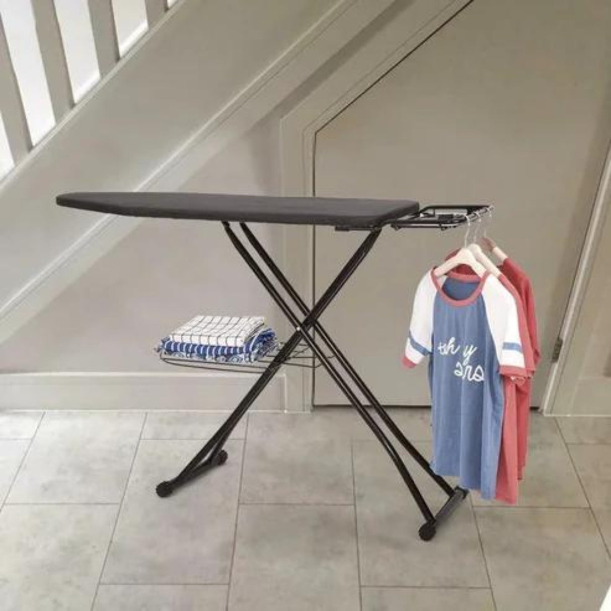 Dolphy Adjustable Folding Ironing Board 112x38cm – Height Adjustable, Metal Frame, Heat-Resistant Iron Rest, Portable Iron Press Stand