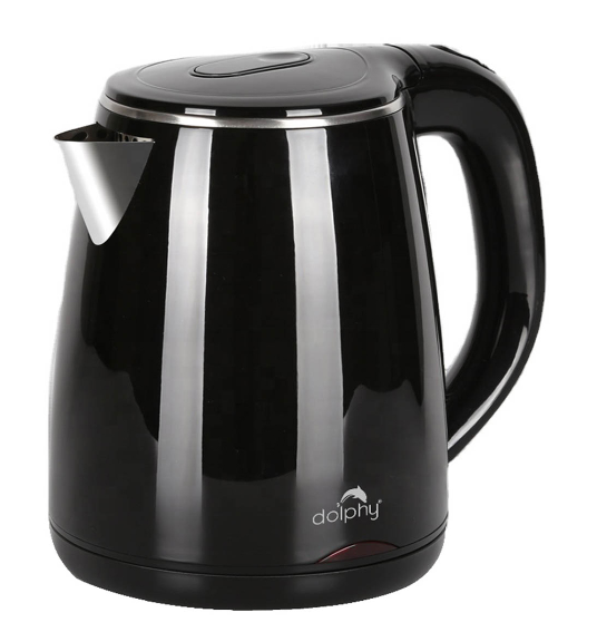 Dolphy 1.2L Electric Kettle – Quick Boil Cordless Kettle in Black, 1500–1800W, Stainless Steel & ABS for Kitchen, Hotel & Office Use