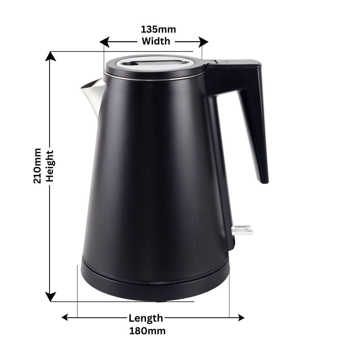 Dolphy 800ml Electric Kettle – Black Stainless Steel, Fast Boil with 360 Swivel Base, Auto Shut-Off & One-Touch Lid for Home, Hotel & Office Use