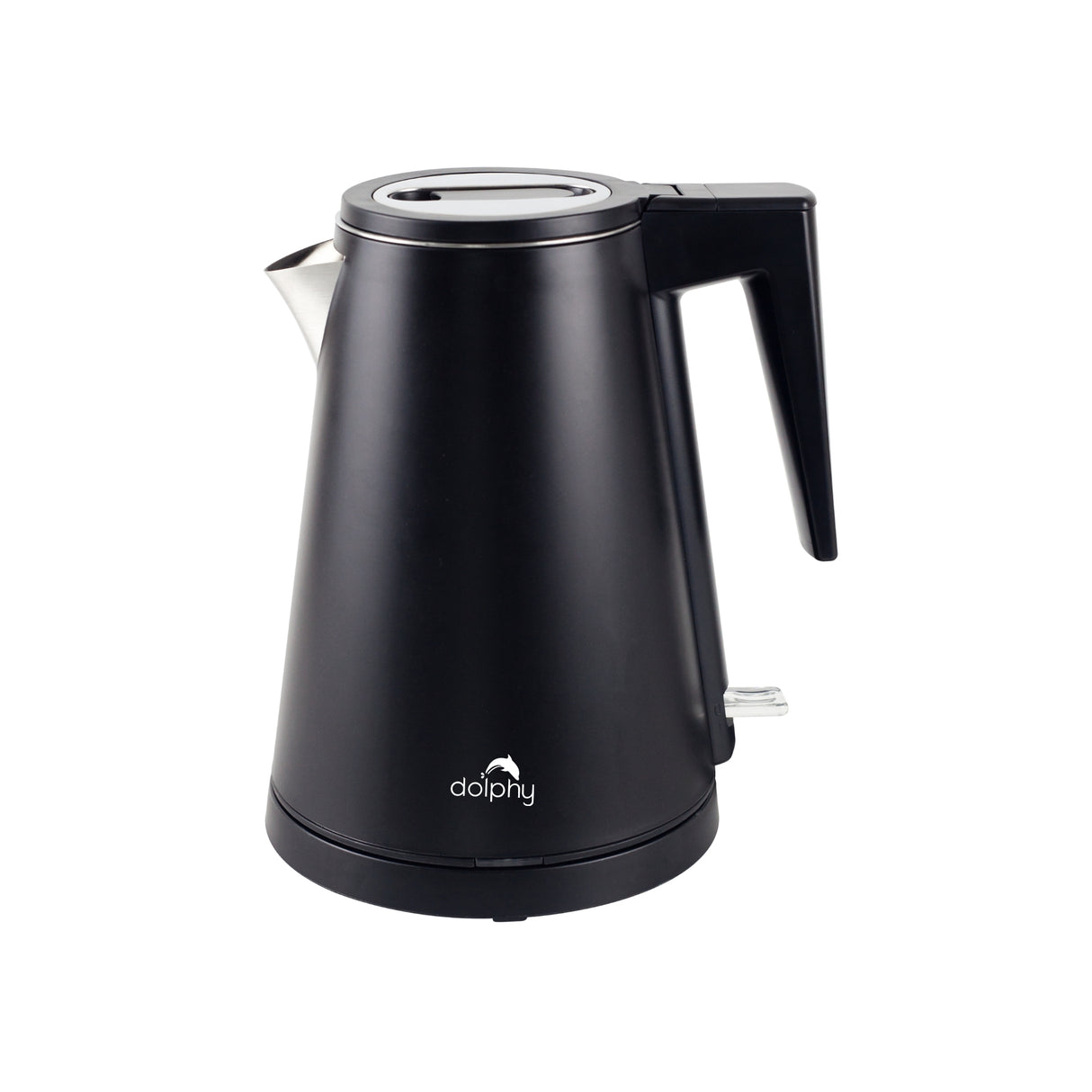Dolphy 800ml Electric Kettle – Black Stainless Steel, Fast Boil with 360 Swivel Base, Auto Shut-Off & One-Touch Lid for Home, Hotel & Office Use