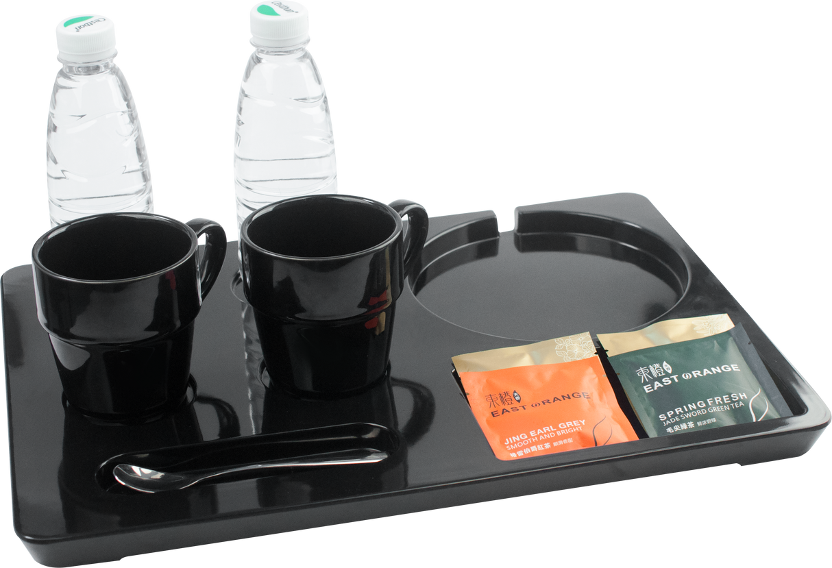 Dolphy Melamine Kettle Tray – Hotel Hospitality Beverage Tray with Kettle Base Slot, Water-Resistant & Heat-Resistant Design for Guest Rooms