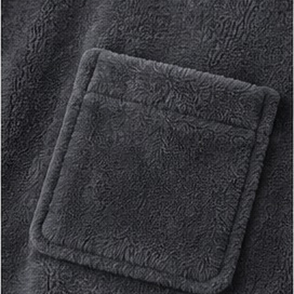 Plush Bathrobe 100% Microfibre - Charcoal Grey