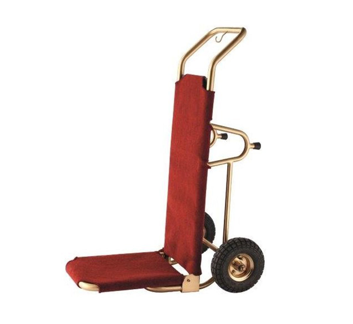 Dolphy Foldable Stainless Steel Hotel Luggage Trolley Cart – Red Carpet Platform, Gold Frame, 60x53x120cm, Space-Saving Design with Foldable Wheels for Hotels, Resorts & Commercial Use