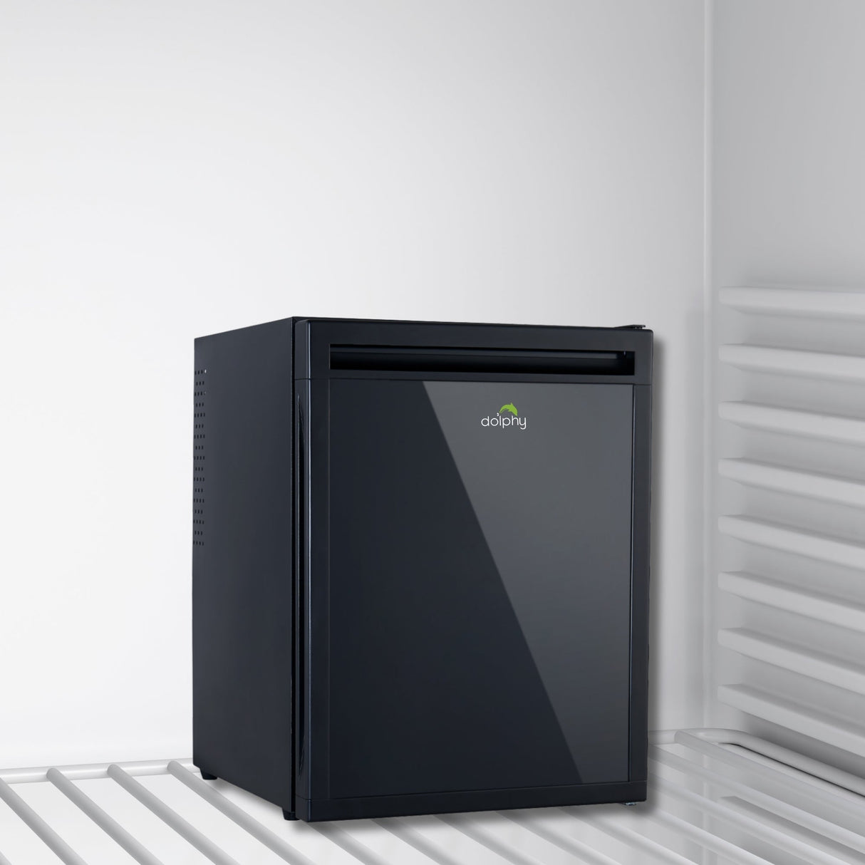 Dolphy 40L Solid Door Thermoelectric Minibar – Silent Cooling, Energy-Efficient Compact Fridge with Adjustable Shelves & Reversible Door – Model DMBR0010, Black