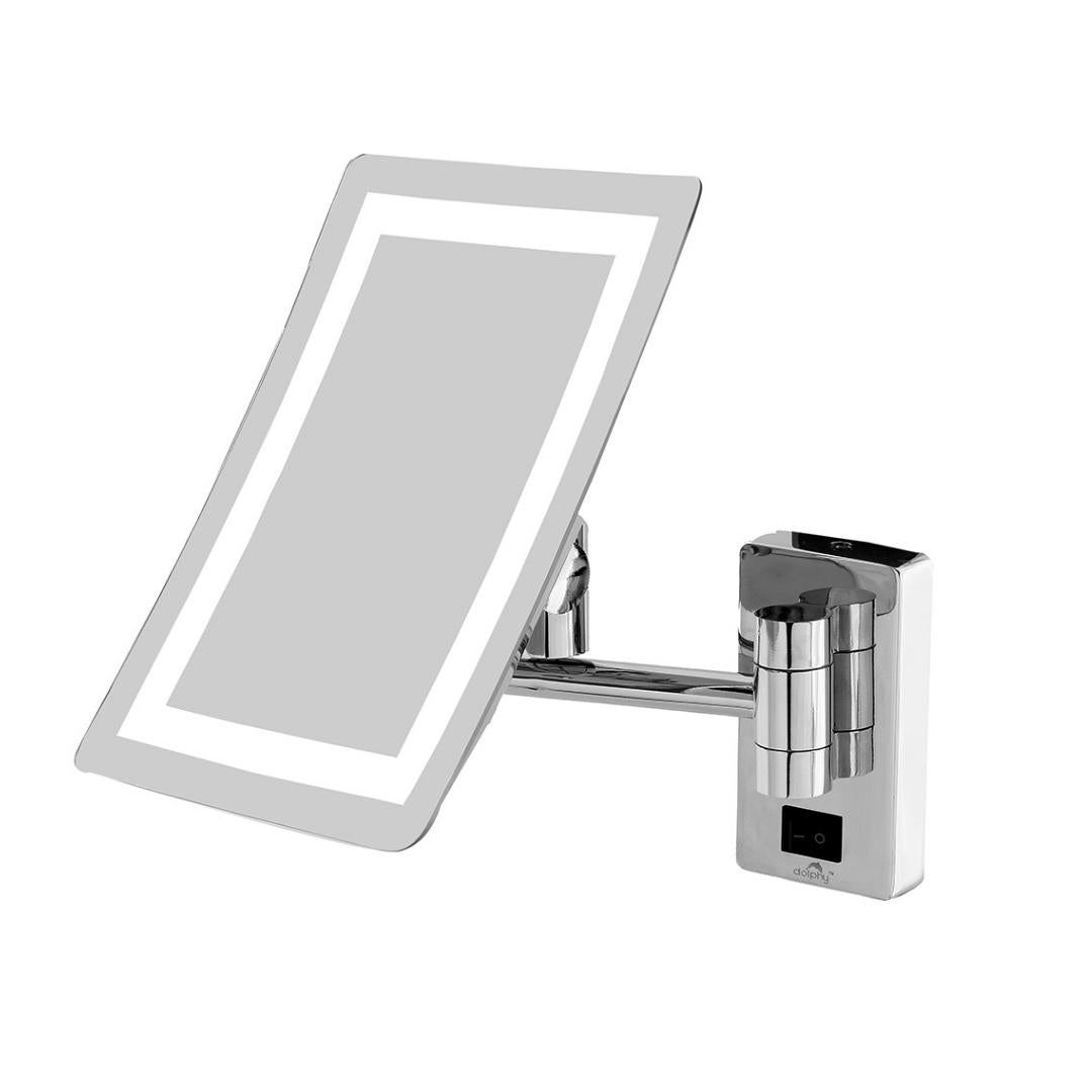 Dolphy 180 LED Wall Mounted Makeup Mirror – 8 Inch, 5X Magnification, Chrome Finish, Extendable Arm