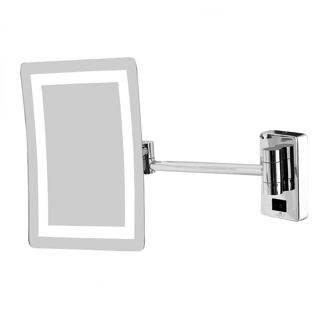 Dolphy 180 LED Wall Mounted Makeup Mirror – 8 Inch, 5X Magnification, Chrome Finish, Extendable Arm