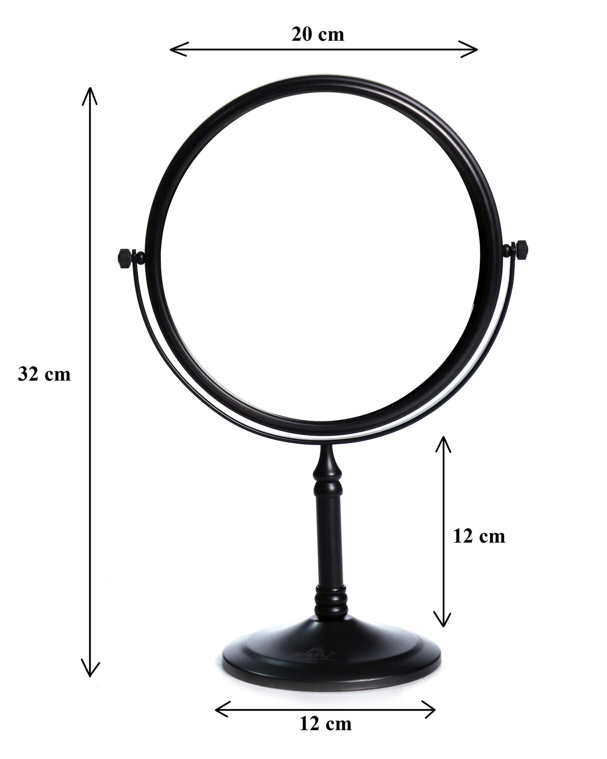 Dolphy 8-Inch Dual-Sided 5X Tabletop Magnifying Mirror – 1X/5X Magnification, 360° Swivel, Freestanding Makeup Mirror – Sleek Black Finish
