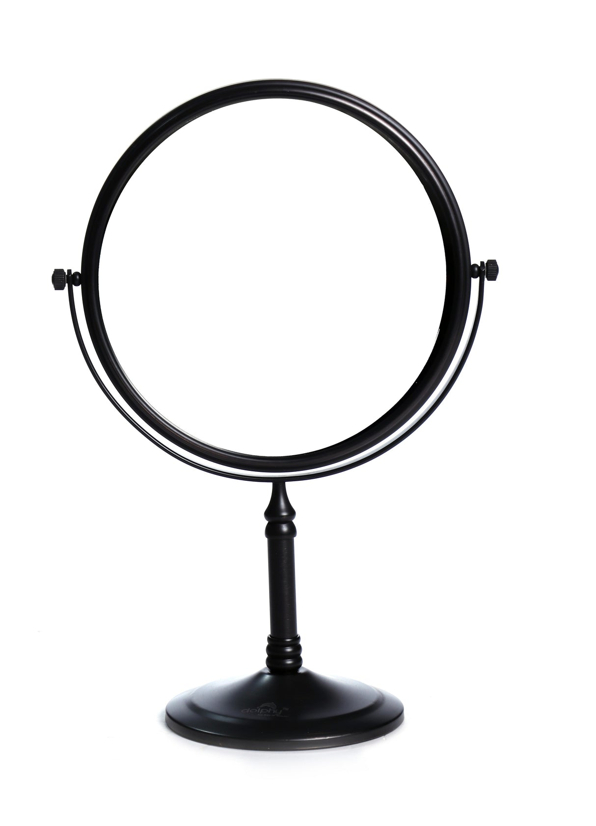 Dolphy 8-Inch Dual-Sided 5X Tabletop Magnifying Mirror – 1X/5X Magnification, 360° Swivel, Freestanding Makeup Mirror – Sleek Black Finish