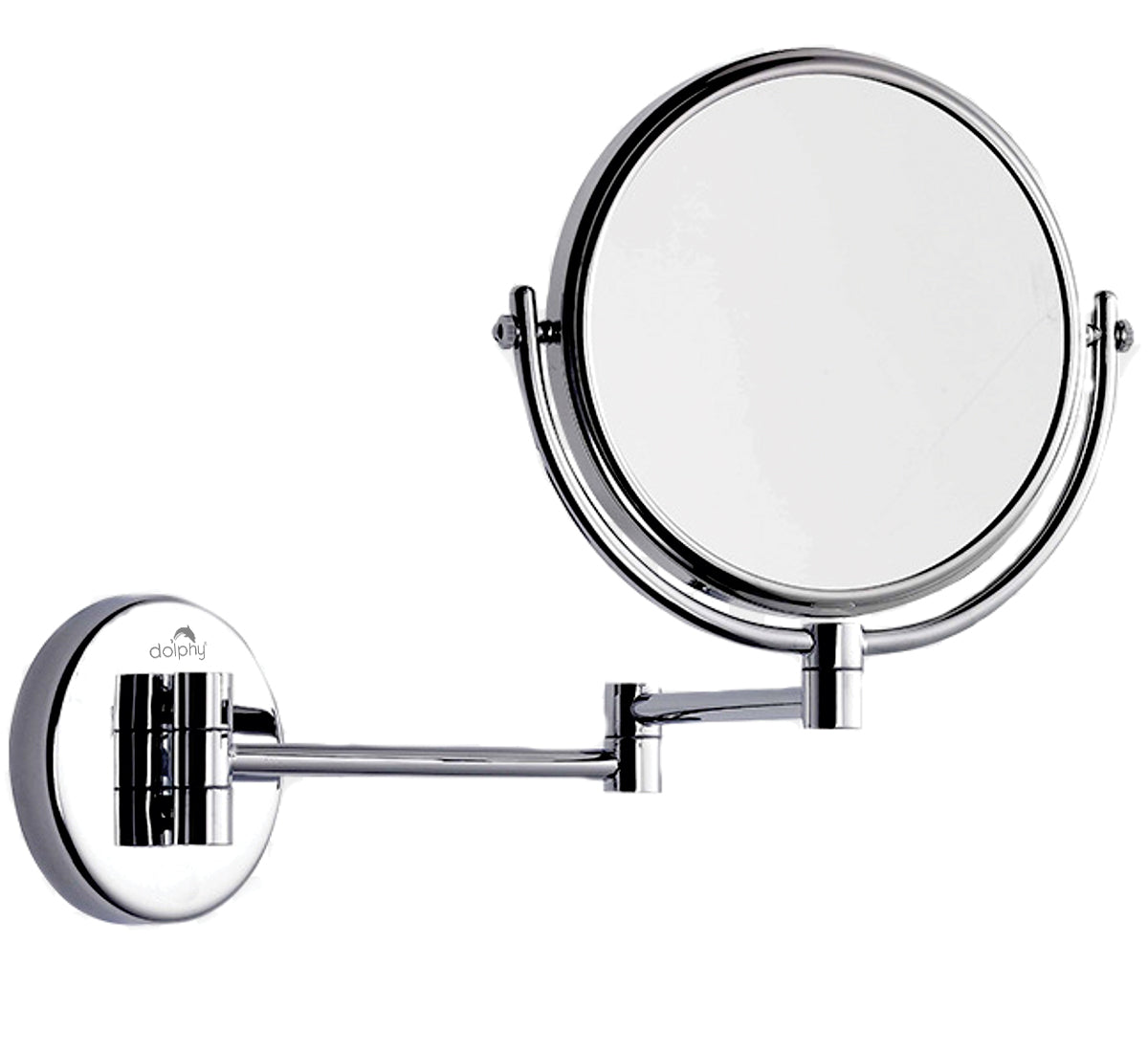 Dolphy Dual-Sided Wall Mount Makeup Mirror 8 Inch – 1X/3X Magnification, 360 Swivel, Silver Chrome, LED Vanity Mirror