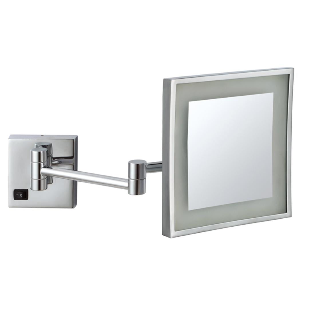 Dolphy 8-Inch LED Lighted Wall Mount Makeup Mirror – 3X Magnification, 180 Swivel, Extendable Arm, Energy-Efficient Illumination – Chrome Silver Finish, Ideal for Bathrooms, Salons & Guest Suites