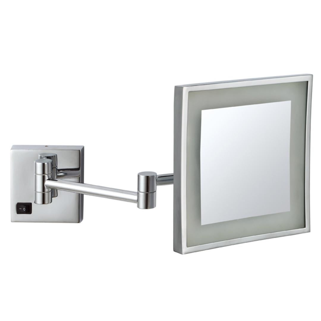 Dolphy 8-Inch LED Lighted Wall Mount Makeup Mirror – 3X Magnification, 180 Swivel, Extendable Arm, Energy-Efficient Illumination – Chrome Silver Finish, Ideal for Bathrooms, Salons & Guest Suites