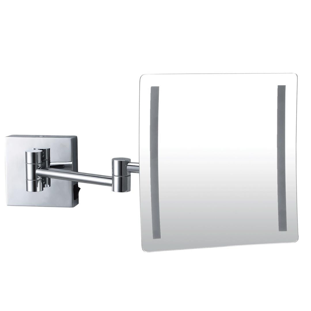 Dolphy 180 Adjustable Wall Mount Makeup Mirror – 3X Magnification, Extendable Arm, Silver Finish
