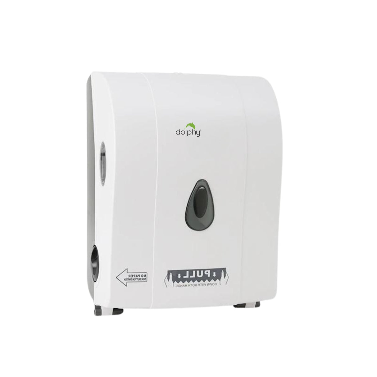 Dolphy Auto-Cut Lockable Paper Towel Dispenser – White ABS, Semi Auto-Cut Mechanism, Secure & Durable Design for Bathrooms, Kitchens, Offices & Public Washrooms