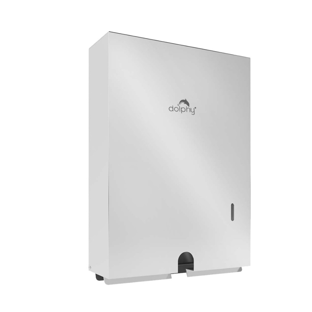 Dolphy Slimline Stainless Steel Paper Towel Dispenser – Silver, Wall Mount, Key Lock, 304 Grade, Durable & Space-Saving Design
