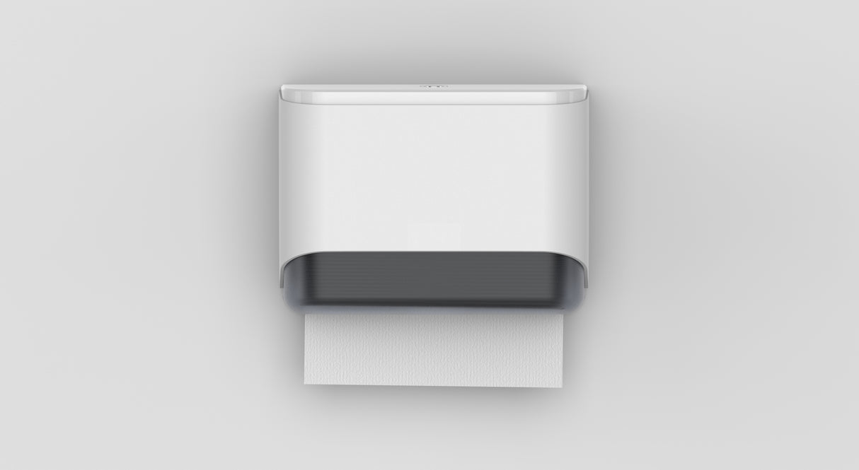 Dolphy Multifold ABS Paper Towel Dispenser – White, Lockable Wall Mount for M-Fold and Z-Fold Towels