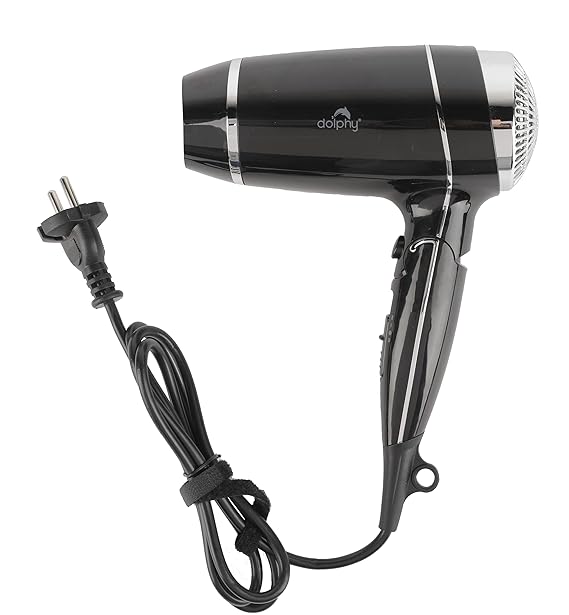 Dolphy 1800W High-Speed Foldable Hair Dryer – Black, Hot & Cold Air, Low Noise