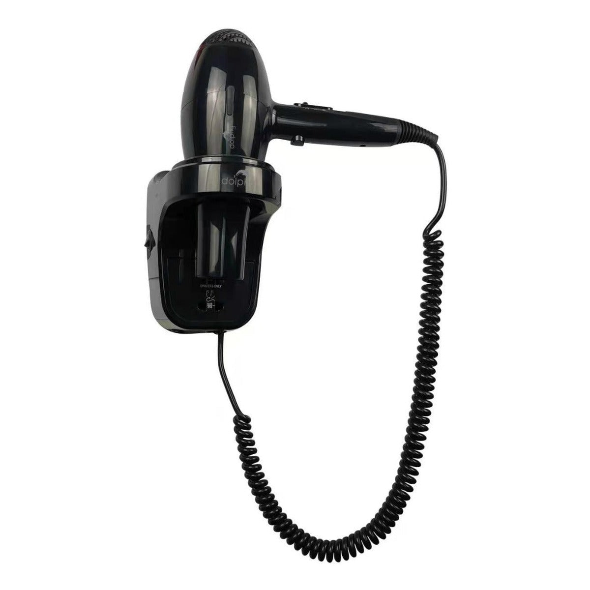 Dolphy Wall Mounted Professional Hair Dryer 1800W – Hot & Cold Air, ABS Body, Black