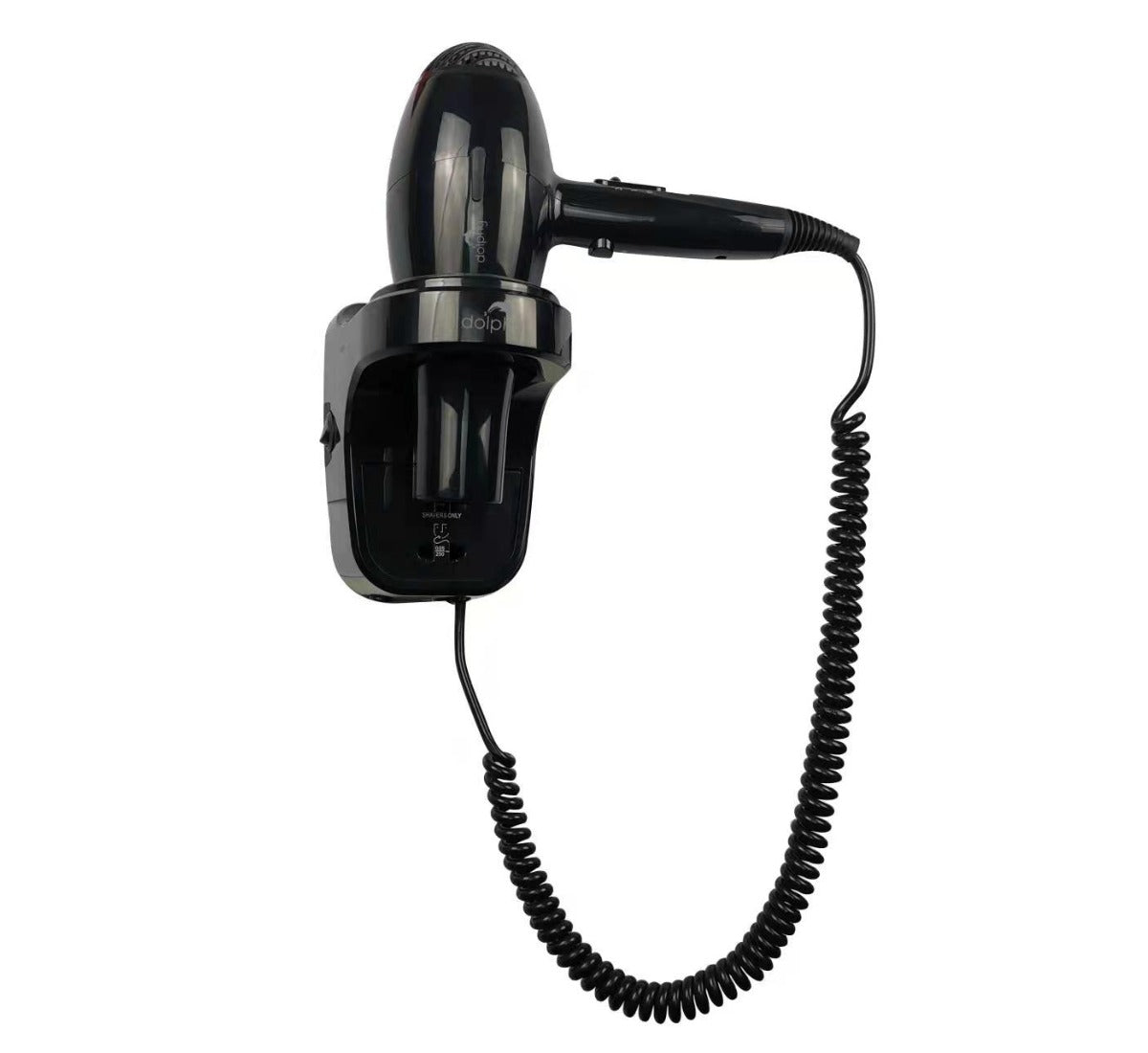 Dolphy Wall Mounted Professional Hair Dryer 1800W – Hot & Cold Air, ABS Body, Black