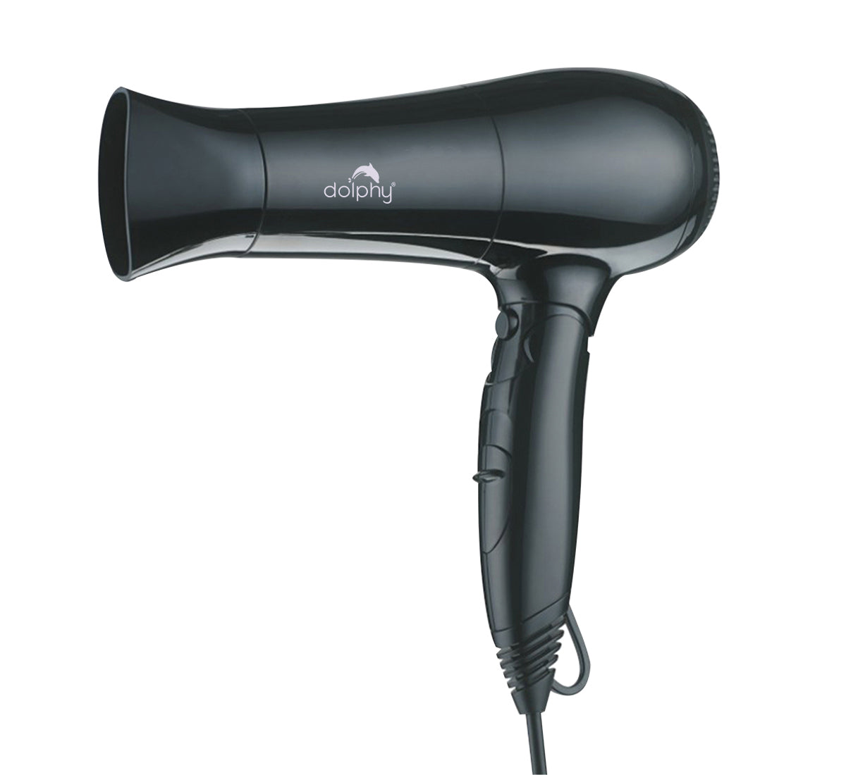 Dolphy Foldable Hair Dryer 2000W – Black ABS, Hot & Cold Air, Wall Mount with Quiet Operation, Compact Travel-Friendly Hair Dryer for Home & Hotel