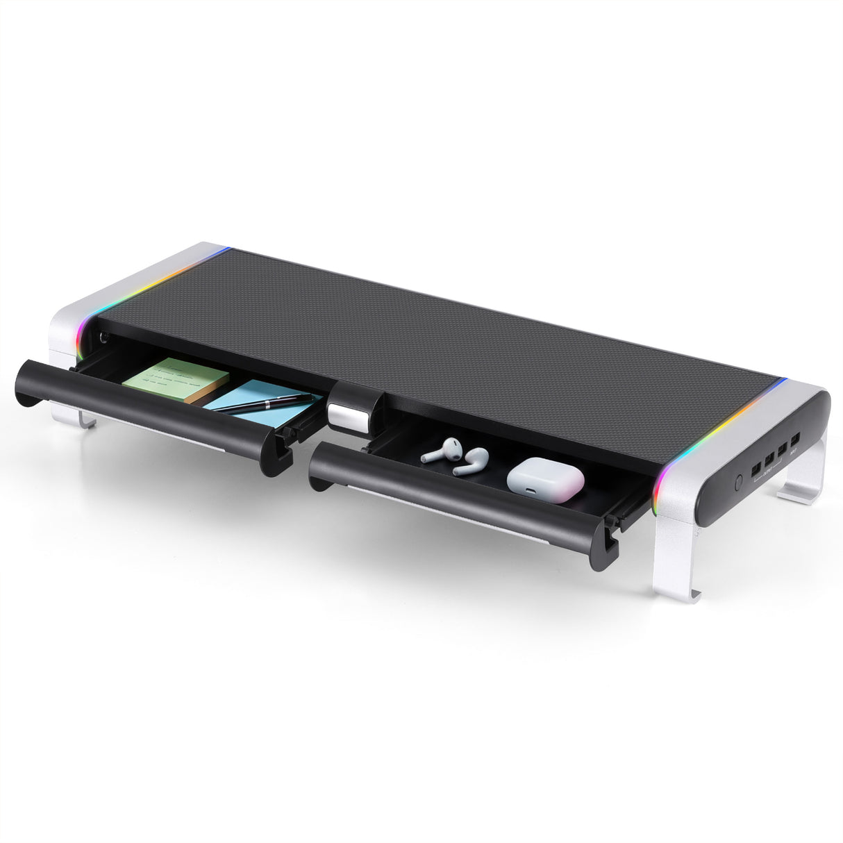 Artiss RGB Monitor Stand with USB Hub Desk Organiser Charging Stand Computer Stand Black