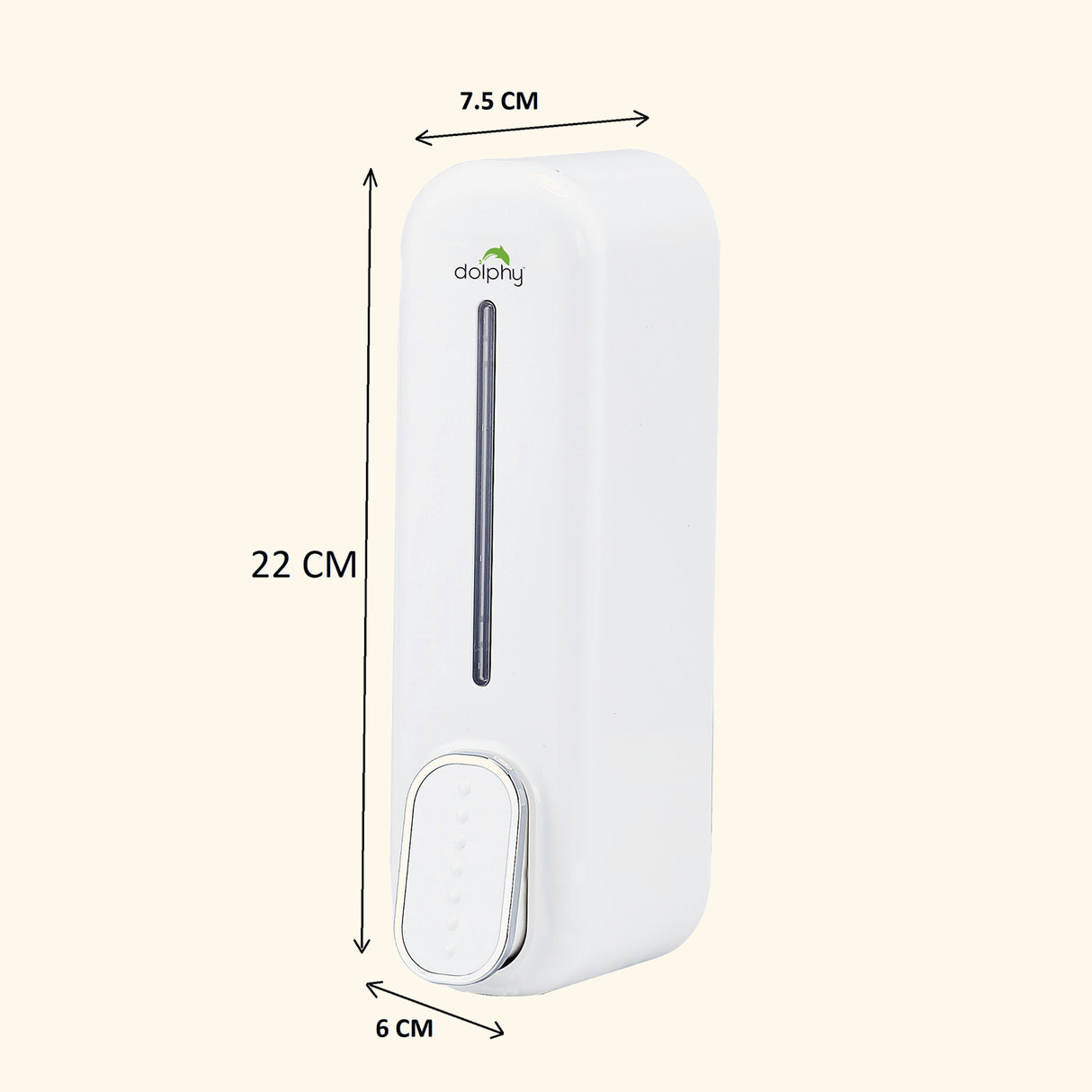 Dolphy 300ml Wall Mount Soap Dispenser – White ABS Plastic, Manual Push, Refillable for Liquid Soap, Sanitiser, Lotion