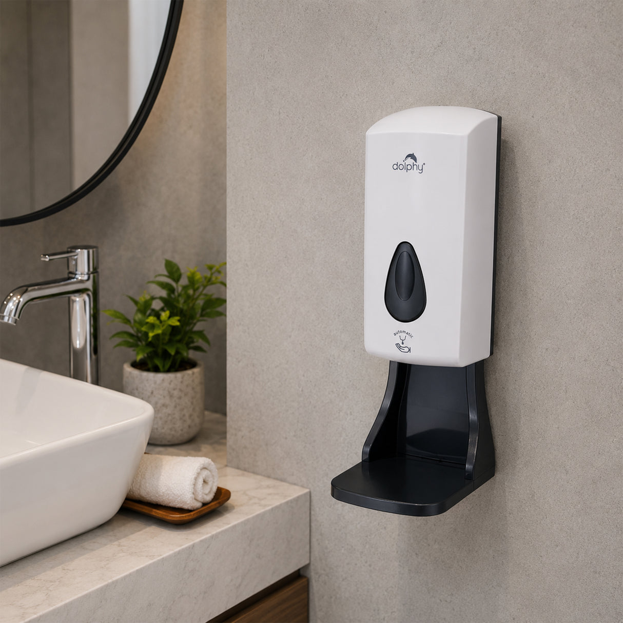 Dolphy Automatic Soap & Sanitiser Dispenser with Drip Tray 1000ml – White ABS, Touch-Free Infrared Sensor, Refillable & Hygienic Design for Commercial & Residential Use