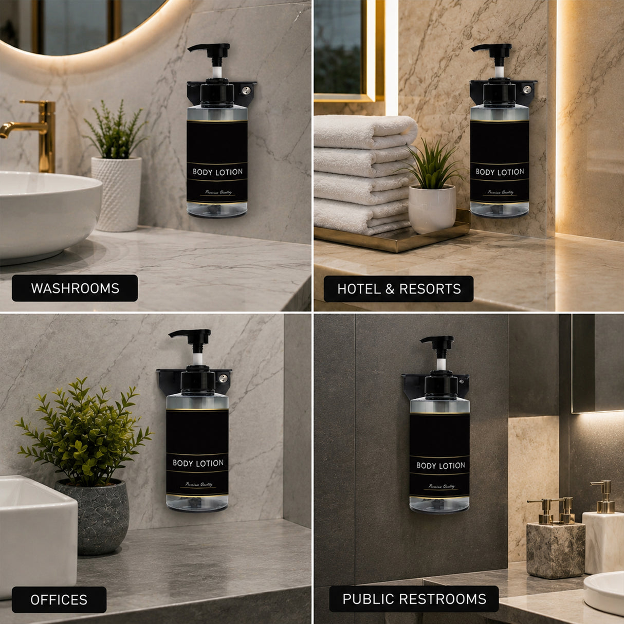 Dolphy 300ml Transparent Manual Soap Dispenser – Clear Black ABS & Steel Wall Mount Pump for Bathroom, Kitchen & Office Use