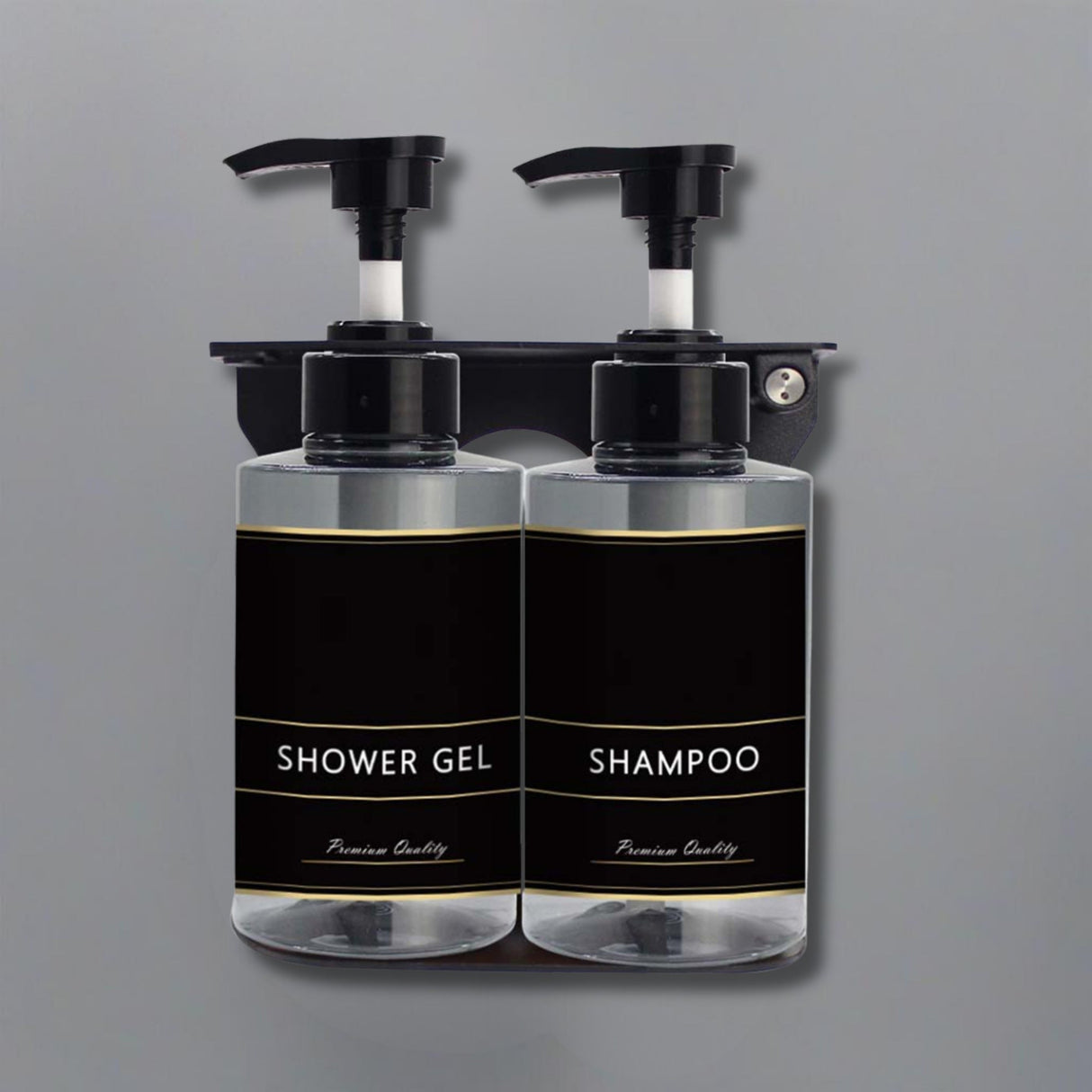 Dolphy 300ml Manual Soap Dispenser (Pack of 2) – Clear Black ABS & Steel Wall Mount, Transparent Liquid Dispensers for Bathroom, Kitchen & Office Use