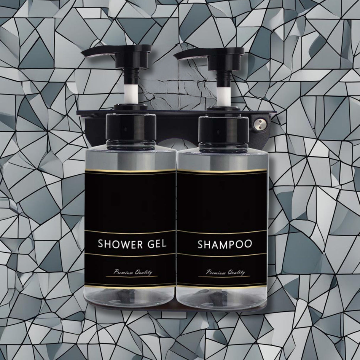 Dolphy 300ml Manual Soap Dispenser (Pack of 2) – Clear Black ABS & Steel Wall Mount, Transparent Liquid Dispensers for Bathroom, Kitchen & Office Use