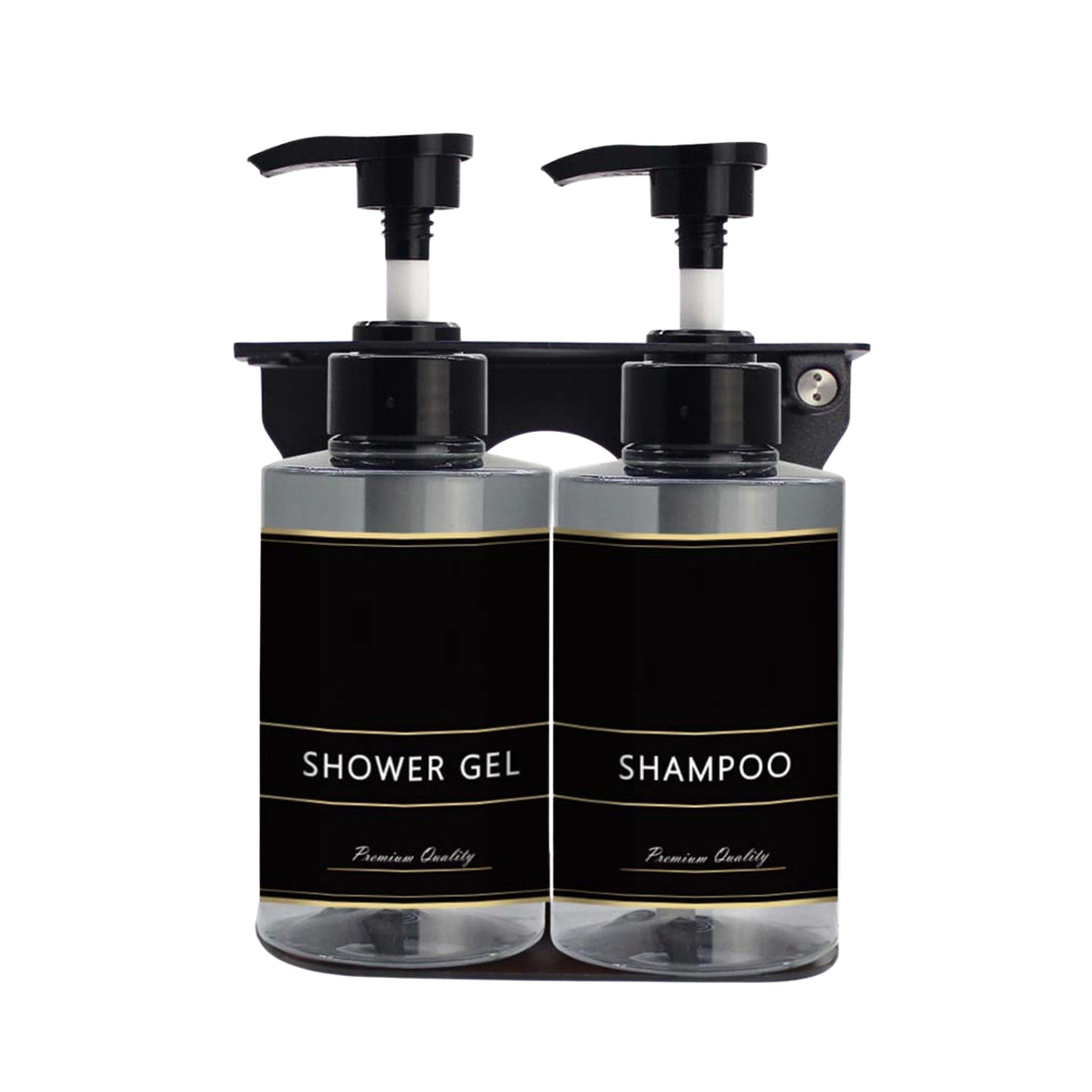 Dolphy 300ml Manual Soap Dispenser (Pack of 2) – Clear Black ABS & Steel Wall Mount, Transparent Liquid Dispensers for Bathroom, Kitchen & Office Use