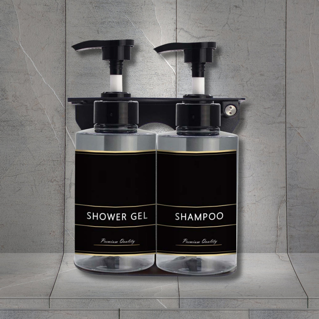 Dolphy 300ml Manual Soap Dispenser (Pack of 2) – Clear Black ABS & Steel Wall Mount, Transparent Liquid Dispensers for Bathroom, Kitchen & Office Use