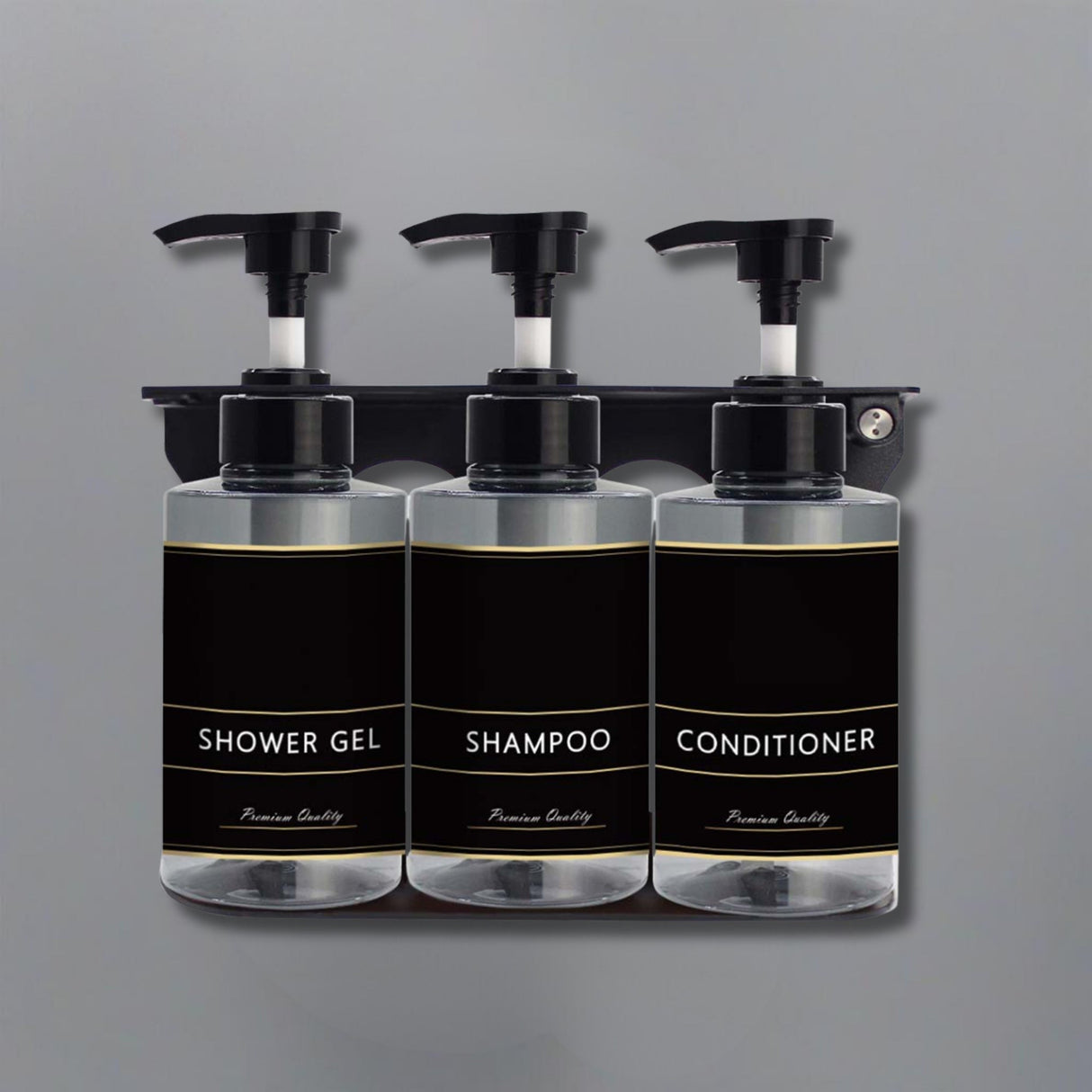 Dolphy 300ml Manual Soap Dispenser (Pack of 3) – Clear Black ABS & Steel Wall Mount, Transparent Liquid Dispensers for Bathroom, Kitchen & Commercial Use