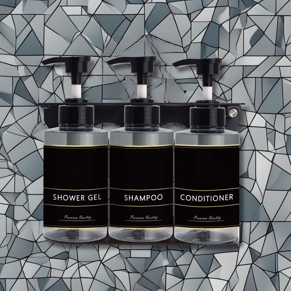 Dolphy 300ml Manual Soap Dispenser (Pack of 3) – Clear Black ABS & Steel Wall Mount, Transparent Liquid Dispensers for Bathroom, Kitchen & Commercial Use