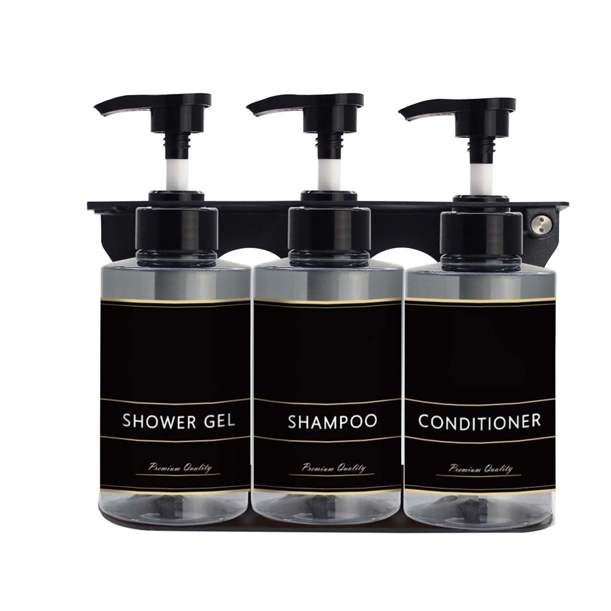 Dolphy 300ml Manual Soap Dispenser (Pack of 3) – Clear Black ABS & Steel Wall Mount, Transparent Liquid Dispensers for Bathroom, Kitchen & Commercial Use