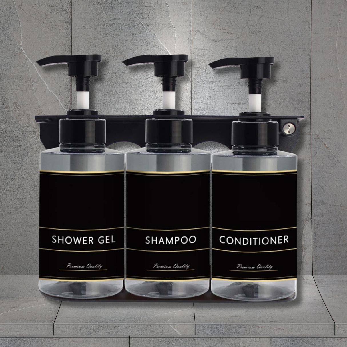 Dolphy 300ml Manual Soap Dispenser (Pack of 3) – Clear Black ABS & Steel Wall Mount, Transparent Liquid Dispensers for Bathroom, Kitchen & Commercial Use