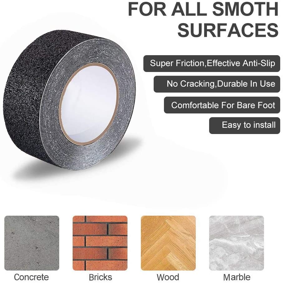 Dolphy Anti-Skid Safety Tape 50mm x 18m – Black, 60-Grit Non-Slip Grip Tape for Stairs, Ramps & Walkways, Indoor & Outdoor, Water & Chemical Resistant