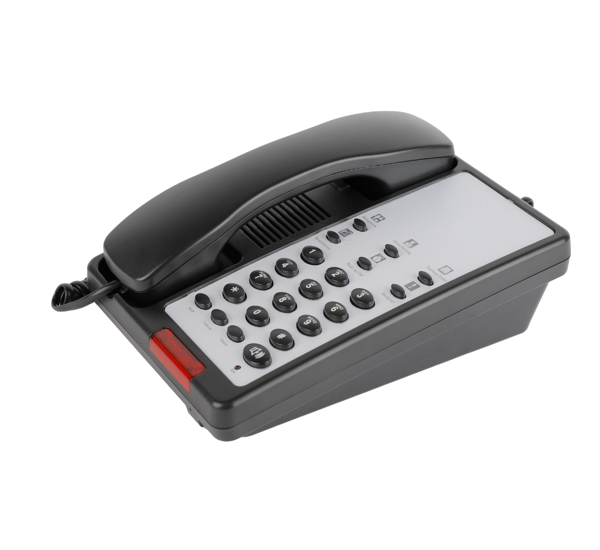 Dolphy Wall Mounted Landline Phone – Black Hotel Room Telephone, Compact & Stylish Design for Guest Rooms, Offices & Commercial Use