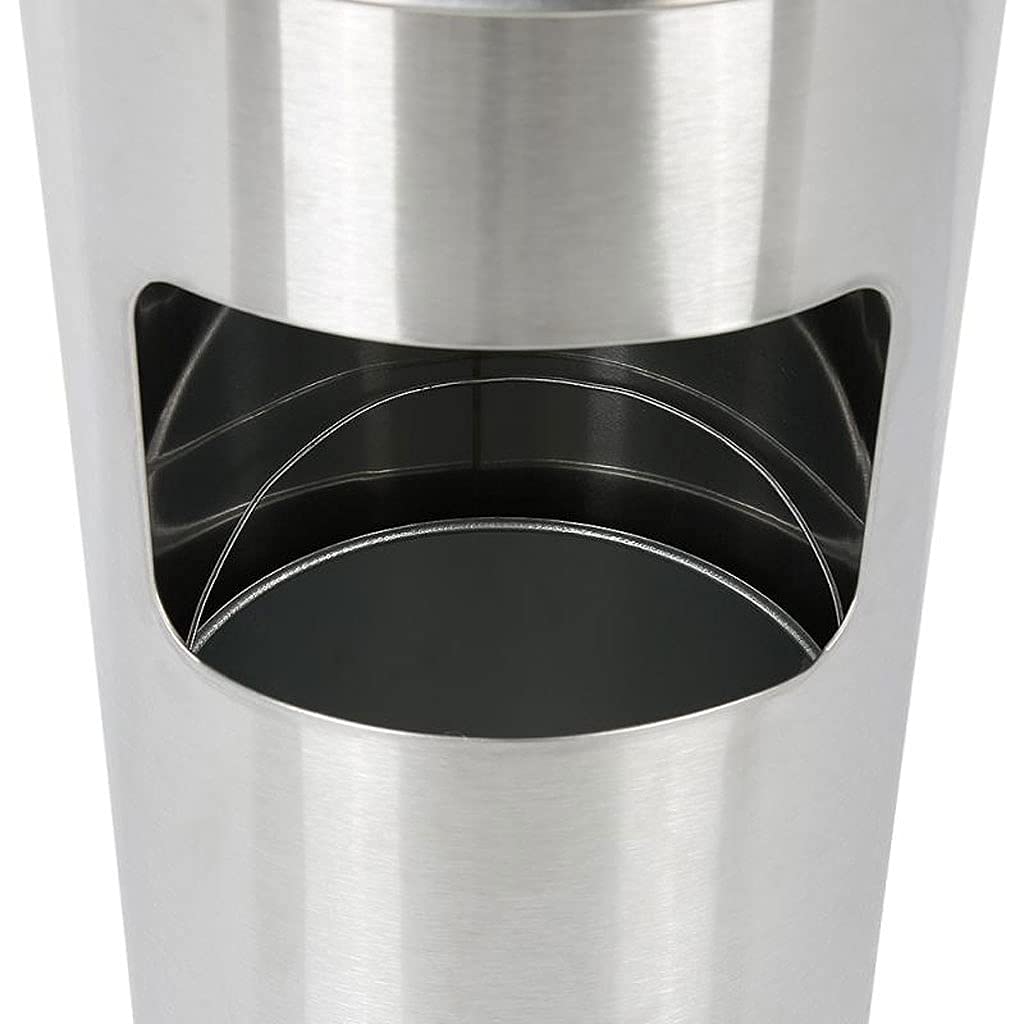 Dolphy 10L Rust-Resistant Stainless Steel Ashtray with Integrated Bin – Outdoor Round Waste Bin for Hotel, Office & Commercial Use – Silver Finish