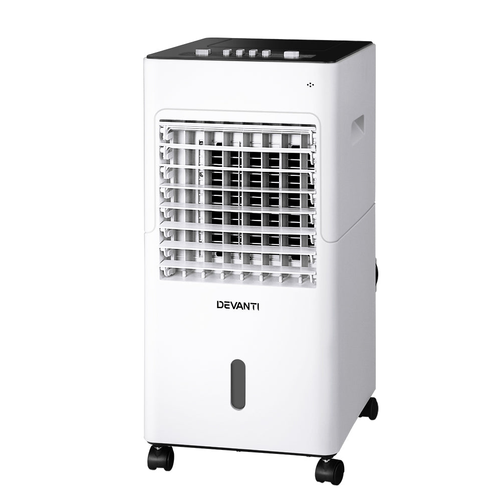 Devanti 6L evaporative air cooler, black and white
