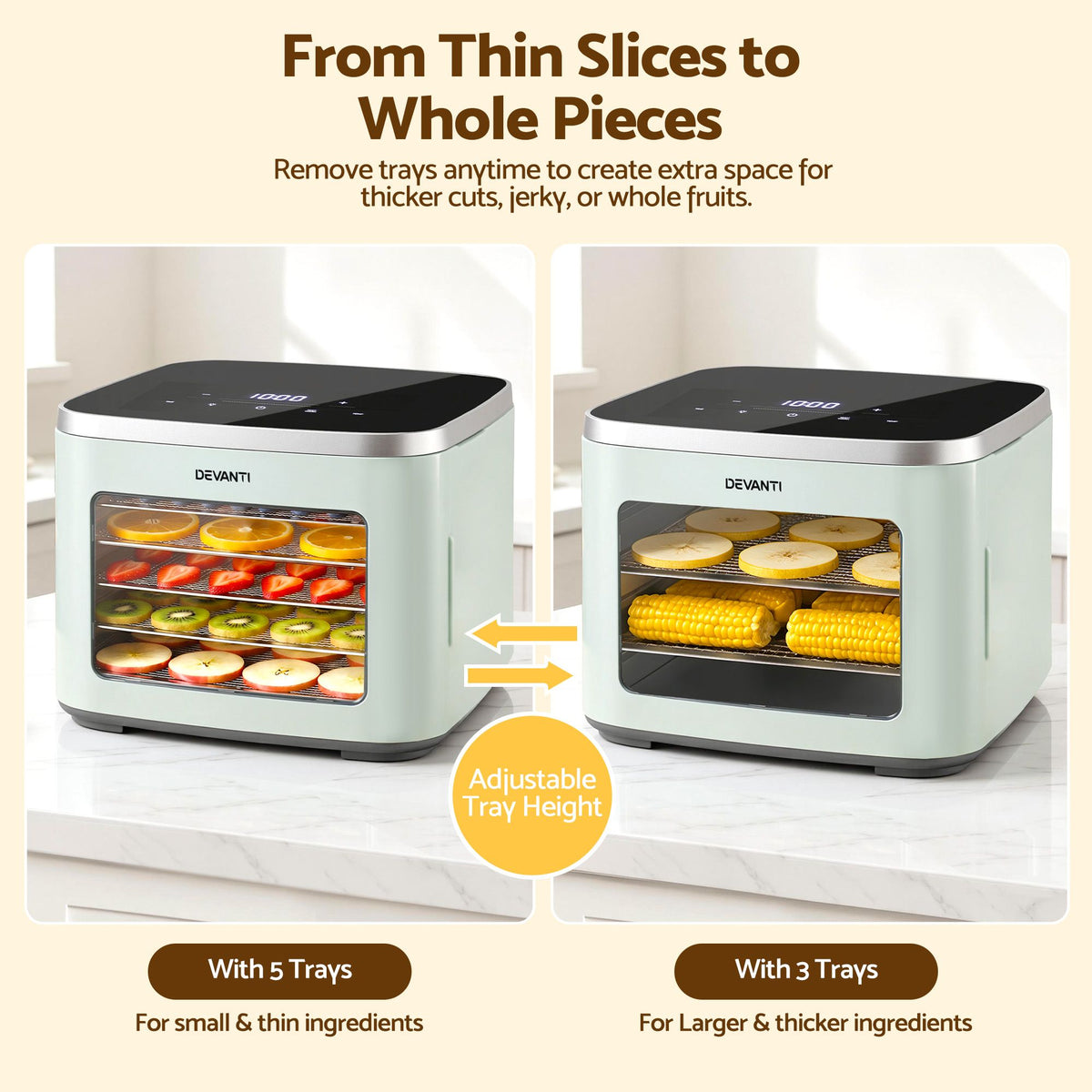 Devanti 5 tray food dehydrator, green